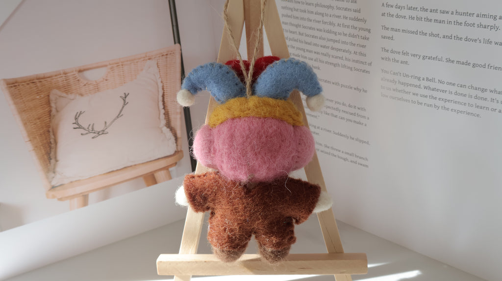 Wool Felt Clown Ornament | Handmade Nepali Artisan Craft