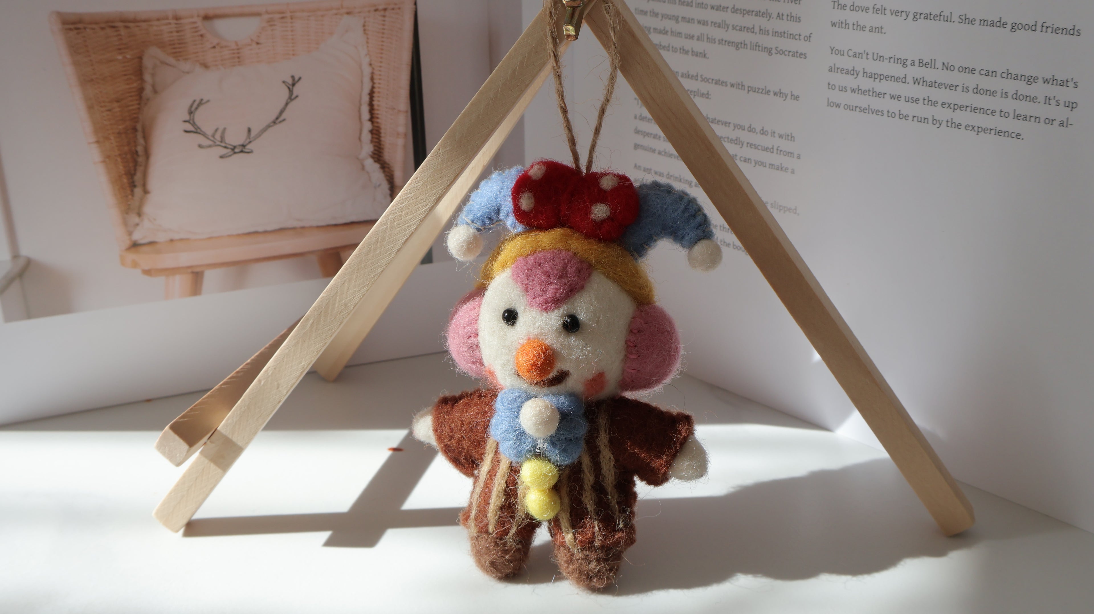 Wool Felt Clown Ornament | Handmade Nepali Artisan Craft