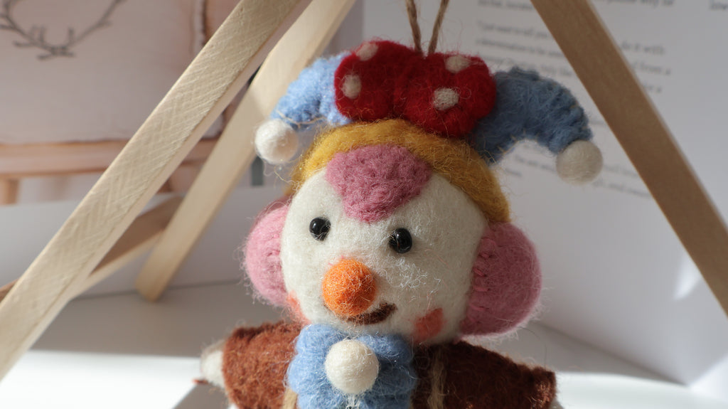 Wool Felt Clown Ornament | Handmade Nepali Artisan Craft
