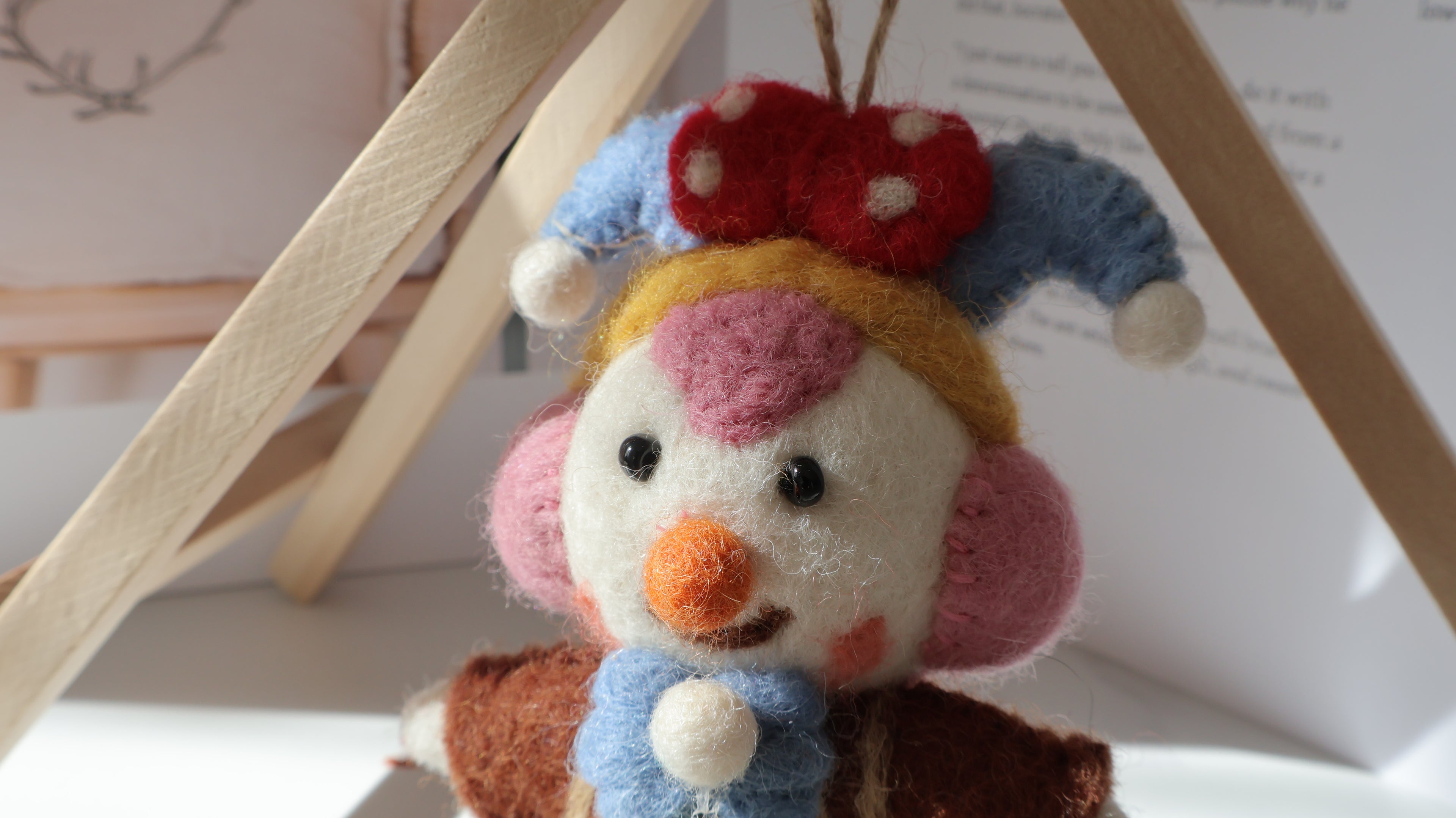 Wool Felt Clown Ornament | Handmade Nepali Artisan Craft