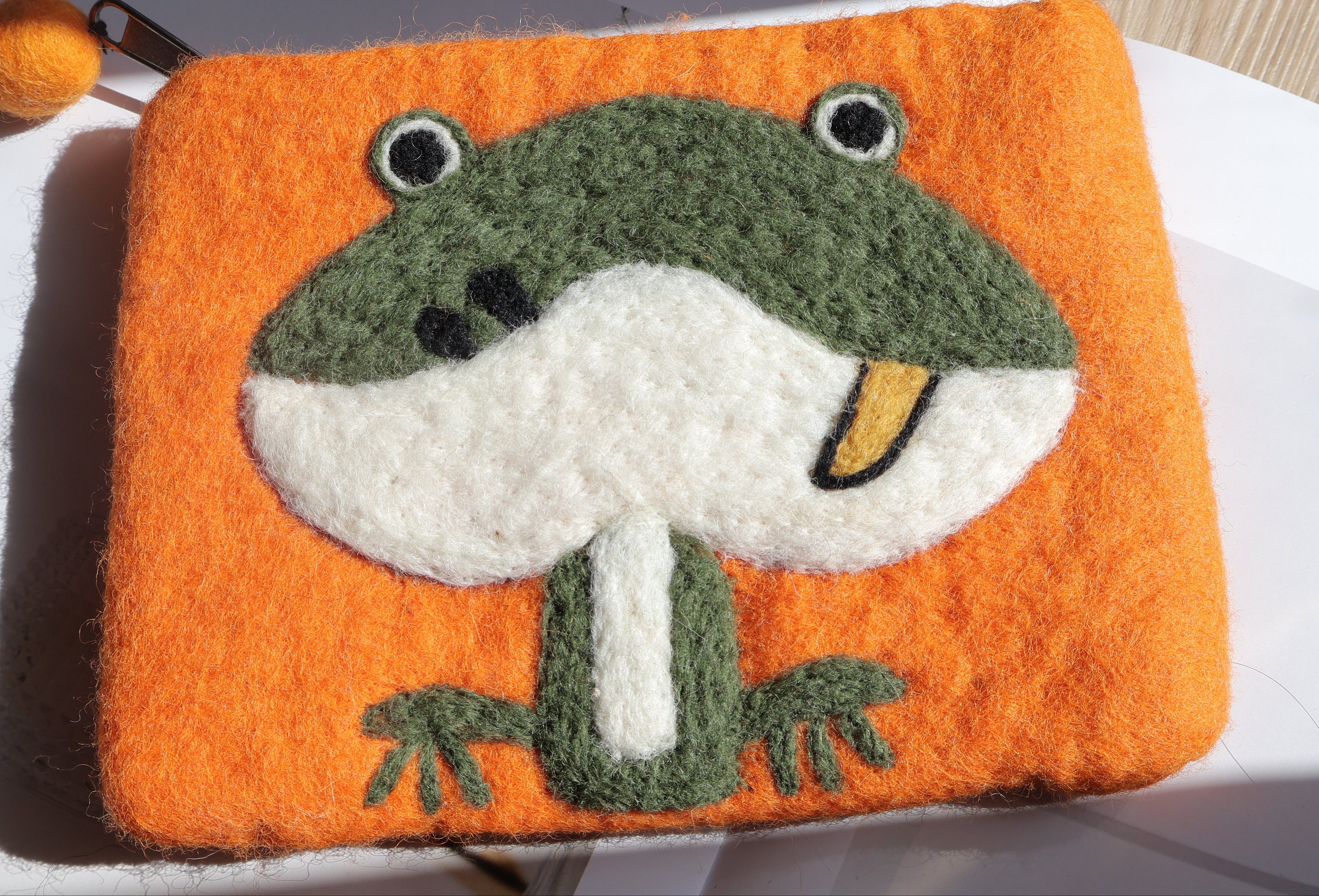 Handmade Wool Felt Frog Purse