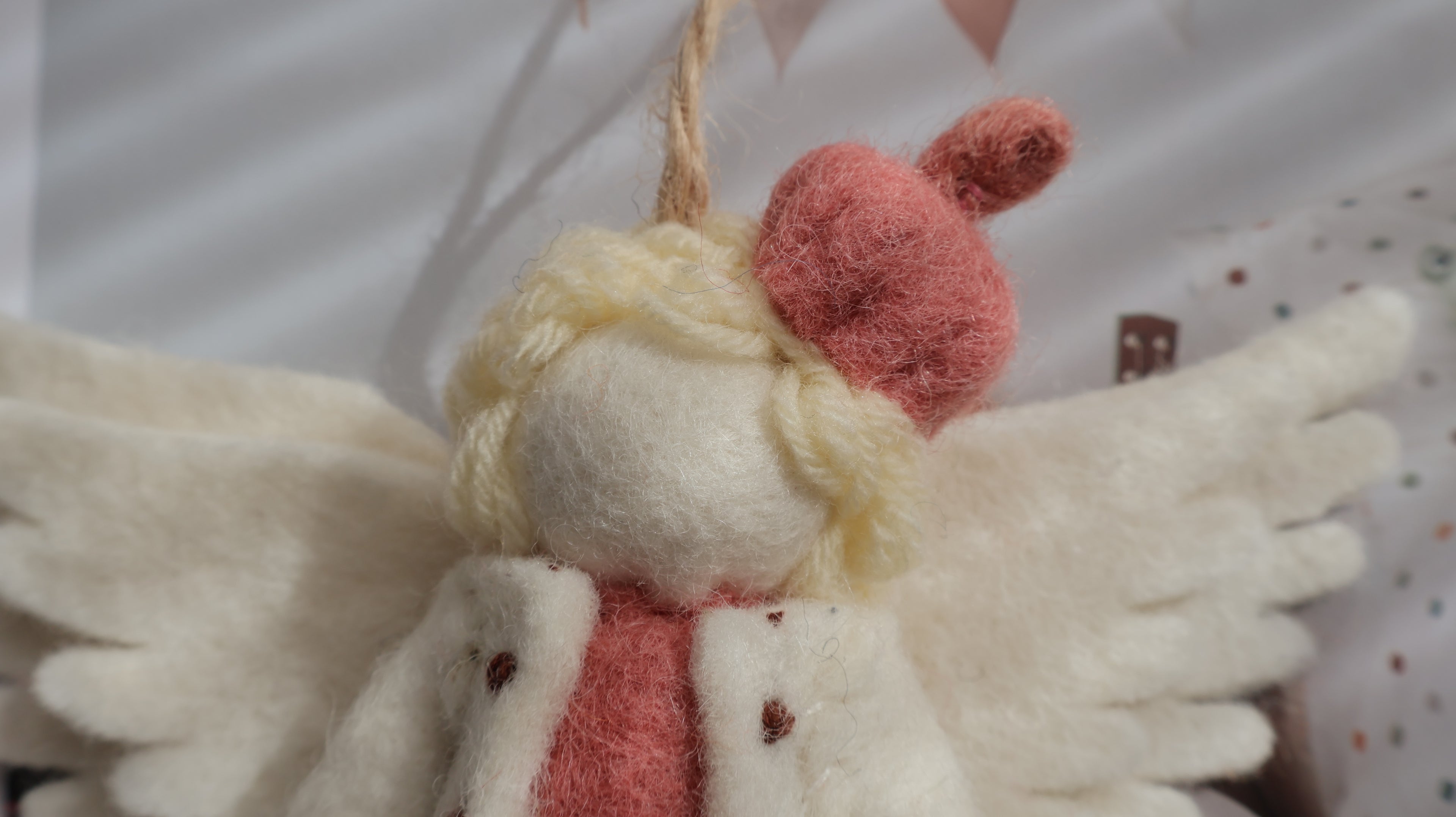 Wool Felt Angel Boy Ornament | Handmade Nepali Artisan Craft