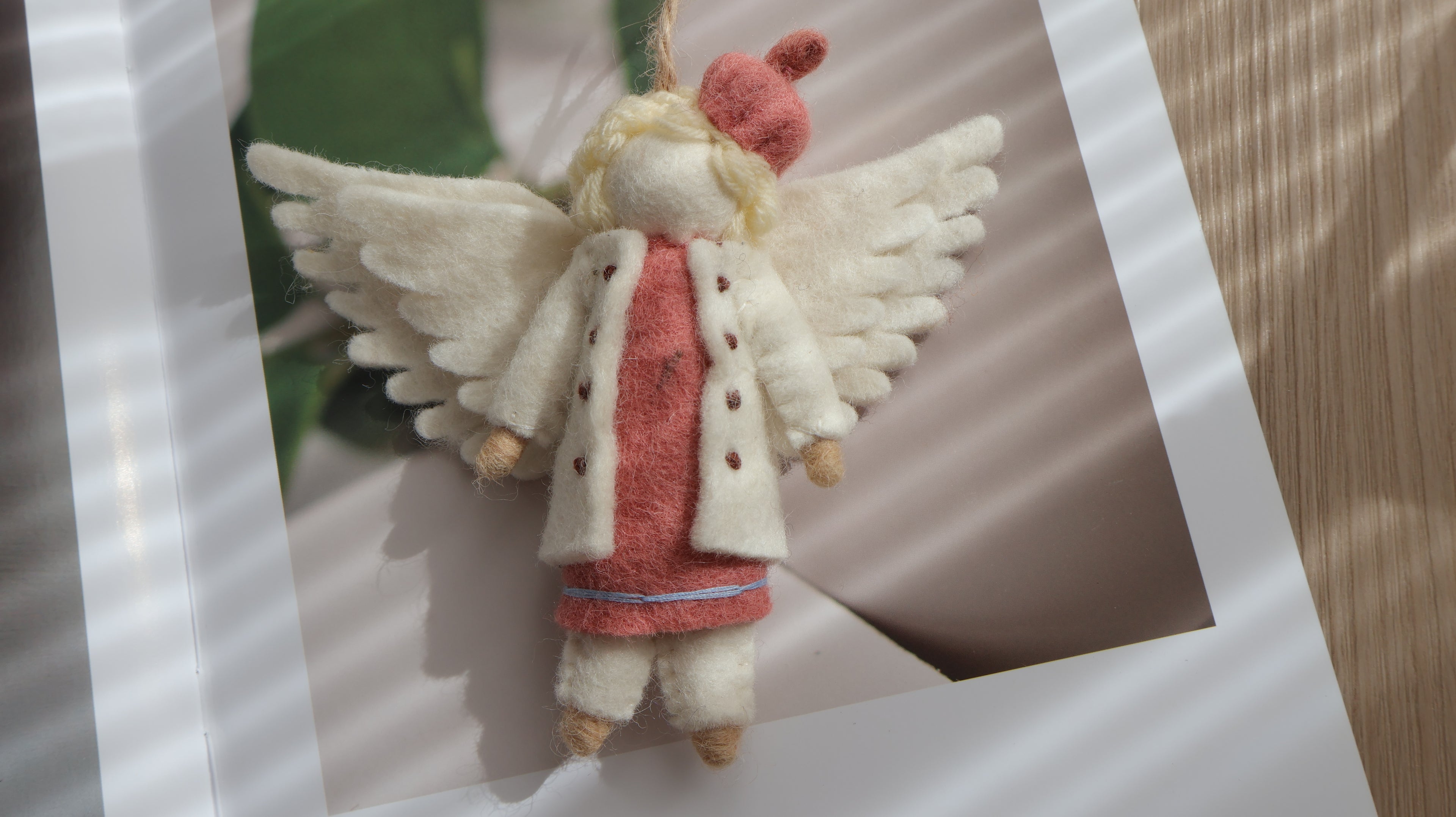 Wool Felt Angel Boy Ornament | Handmade Nepali Artisan Craft