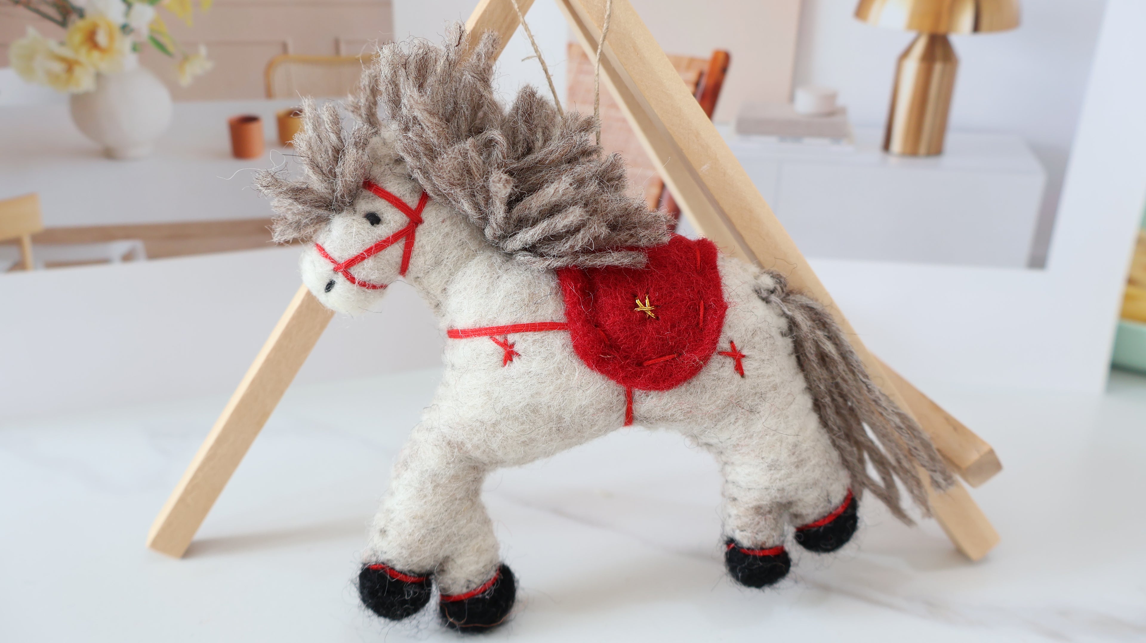 Wool Felt Horse Ornament | Handmade Nepali Artisan Craft
