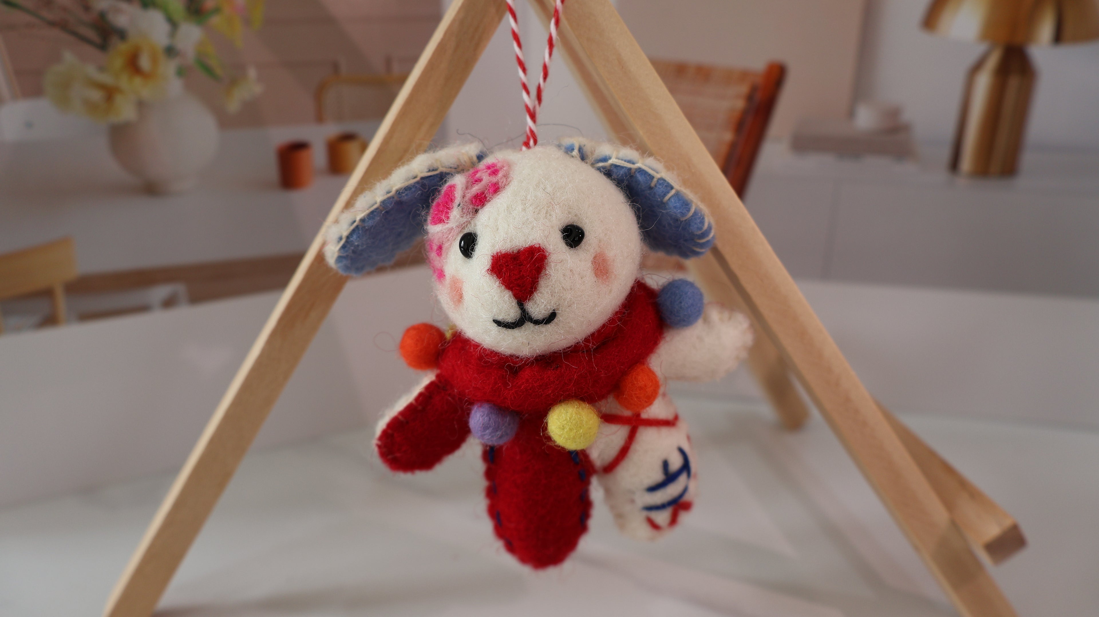 Wool Felt Dog Ornament | Handmade Nepali Artisan Craft
