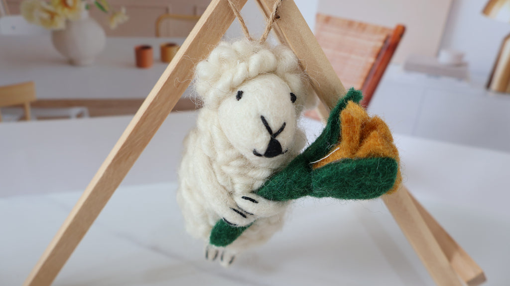 Wool Felt Sheep Ornament | Handmade Nepali Artisan Craft