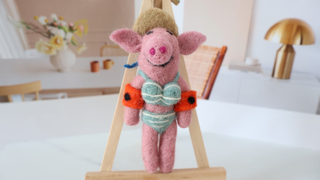 Wool Felt Pig Ornament | Handmade Nepali Artisan Craft