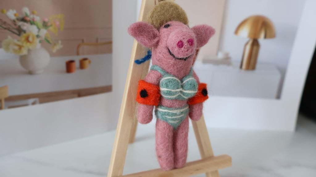 Wool Felt Pig Ornament | Handmade Nepali Artisan Craft