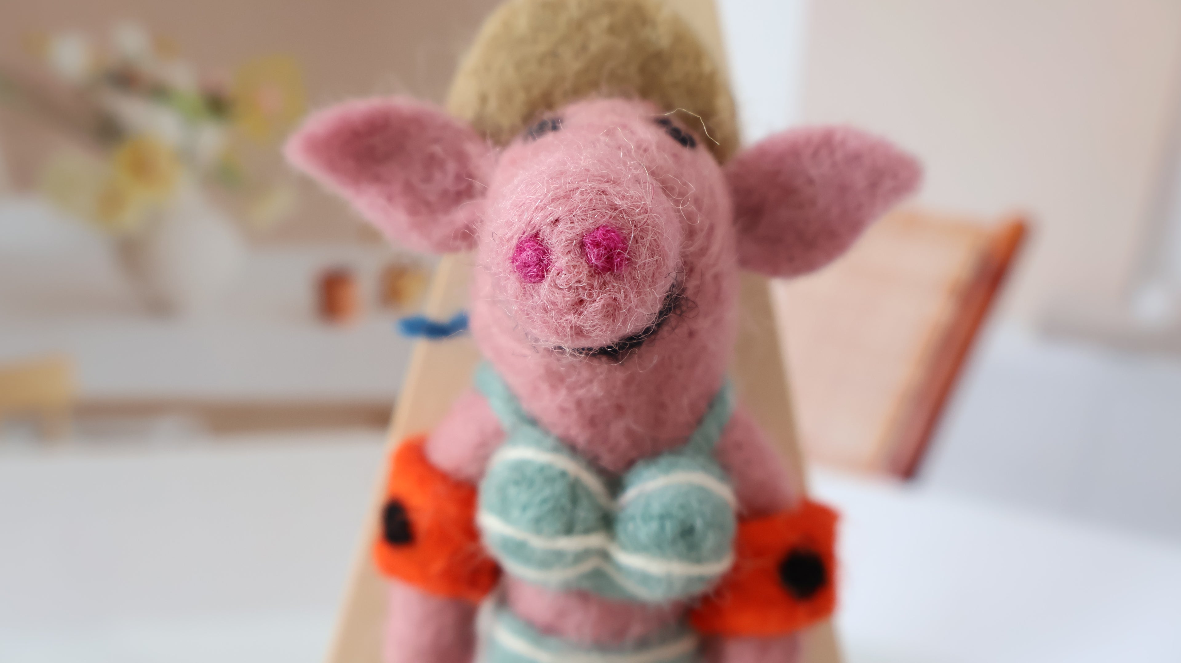 Wool Felt Pig Ornament | Handmade Nepali Artisan Craft