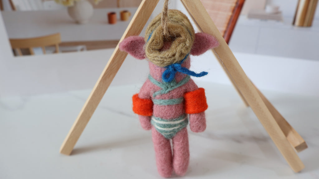 Wool Felt Pig Ornament | Handmade Nepali Artisan Craft