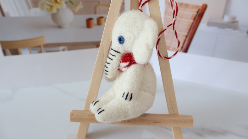 Wool Felt Elephant Ornament | Handmade Nepali Artisan Craft