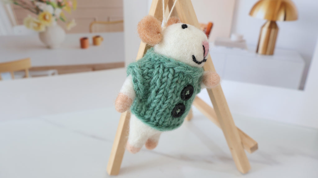 Wool Felt Mouse Ornament | Handmade Nepali Artisan Craft