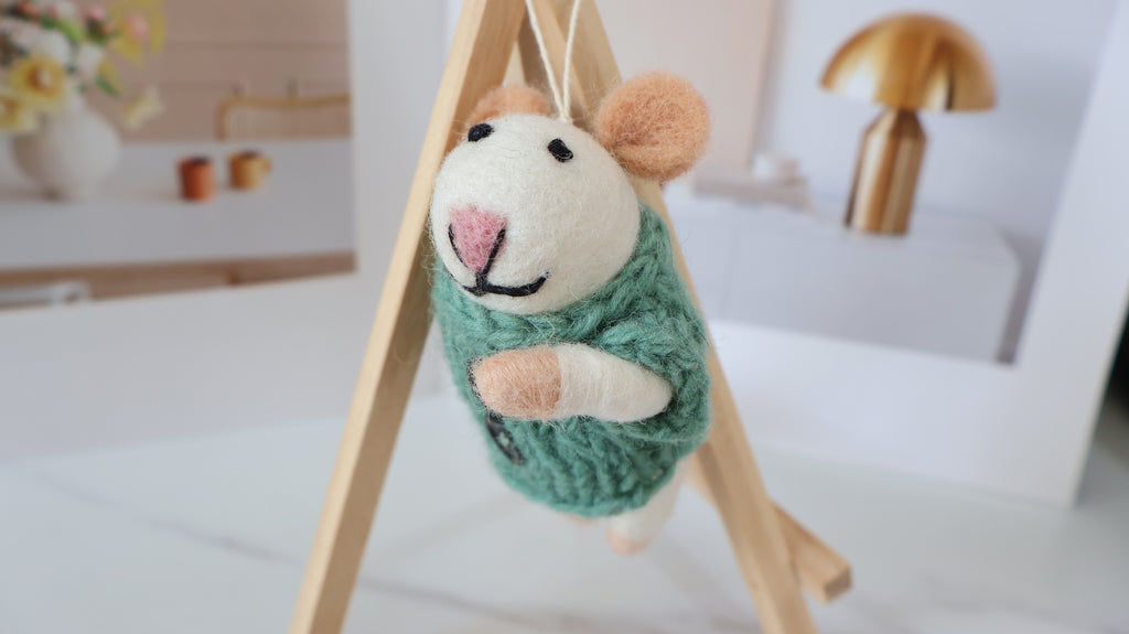 Wool Felt Mouse Ornament | Handmade Nepali Artisan Craft