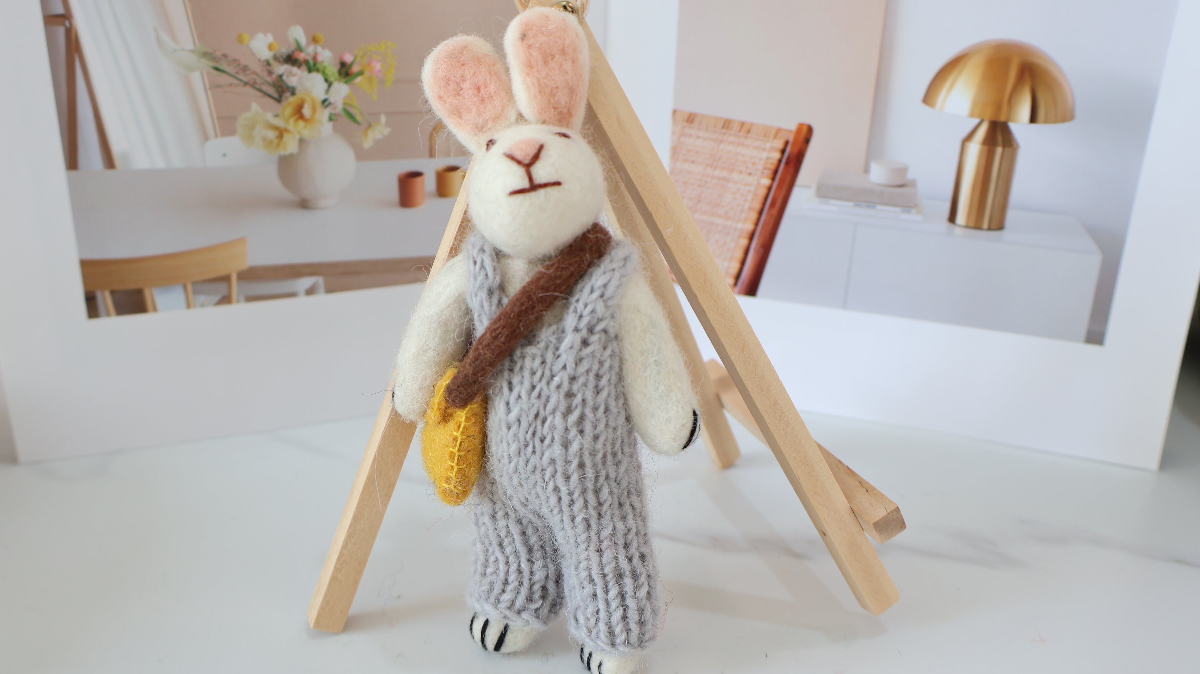 Wool Felt Bunny Ornament | Handmade Nepali Artisan Craft