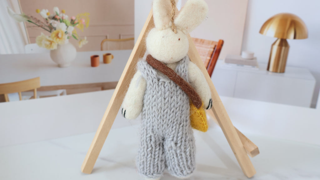 Wool Felt Bunny Ornament | Handmade Nepali Artisan Craft