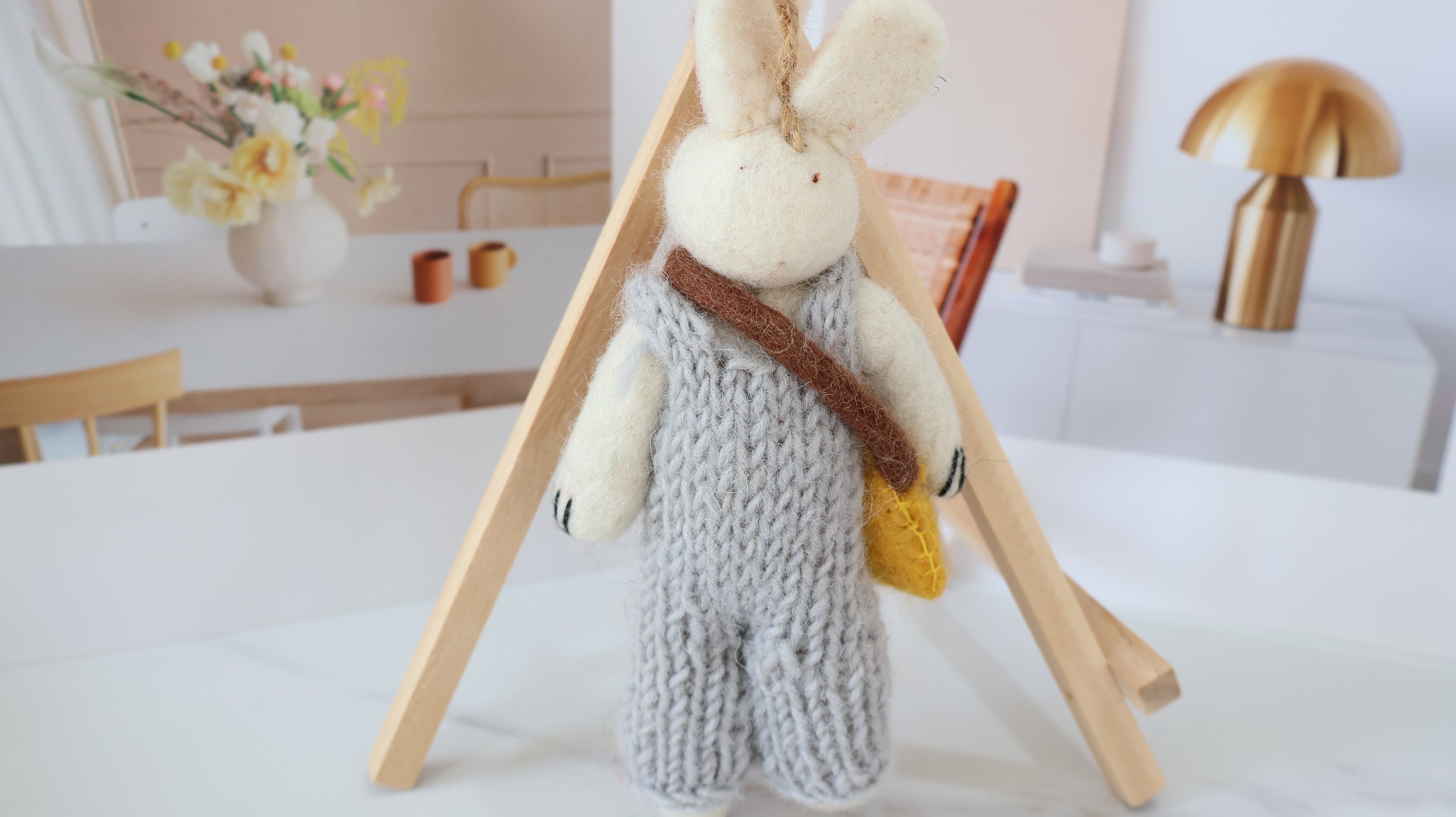 Wool Felt Bunny Ornament | Handmade Nepali Artisan Craft