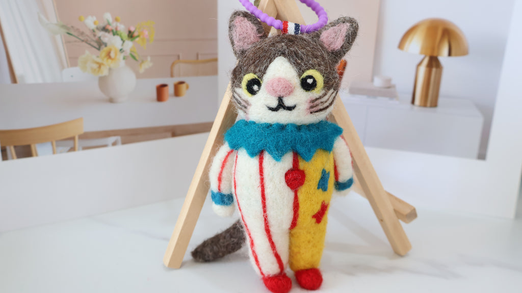 Wool Felt Cat Ornament | Handmade Nepali Artisan Craft