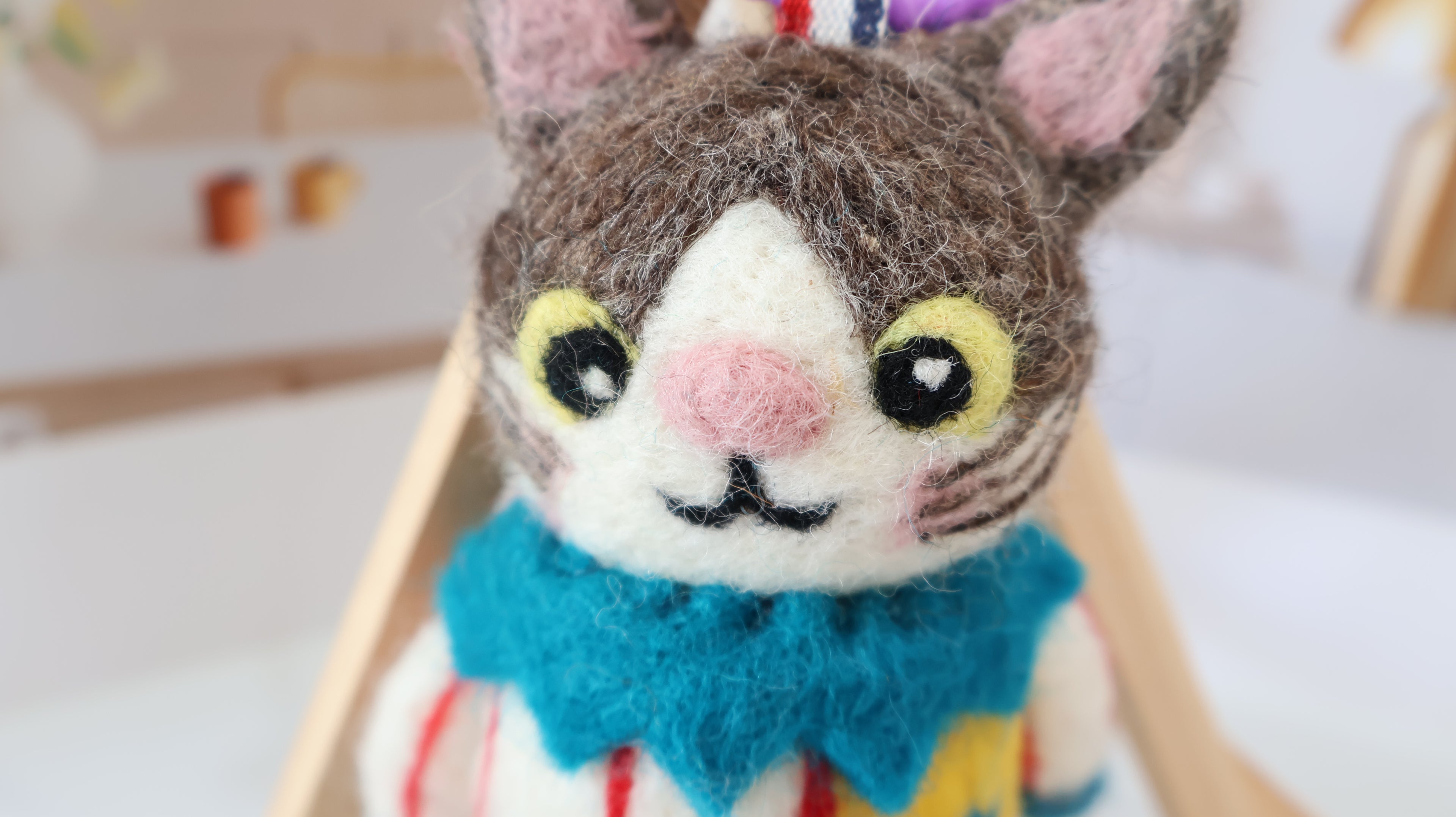 Wool Felt Cat Ornament | Handmade Nepali Artisan Craft