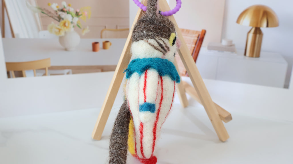 Wool Felt Cat Ornament | Handmade Nepali Artisan Craft