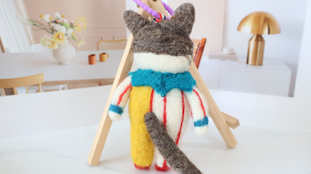 Wool Felt Cat Ornament | Handmade Nepali Artisan Craft