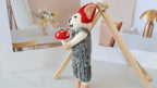 Wool Felt Bunny With Mushroom Ornament | Handmade Nepali Artisan Craft