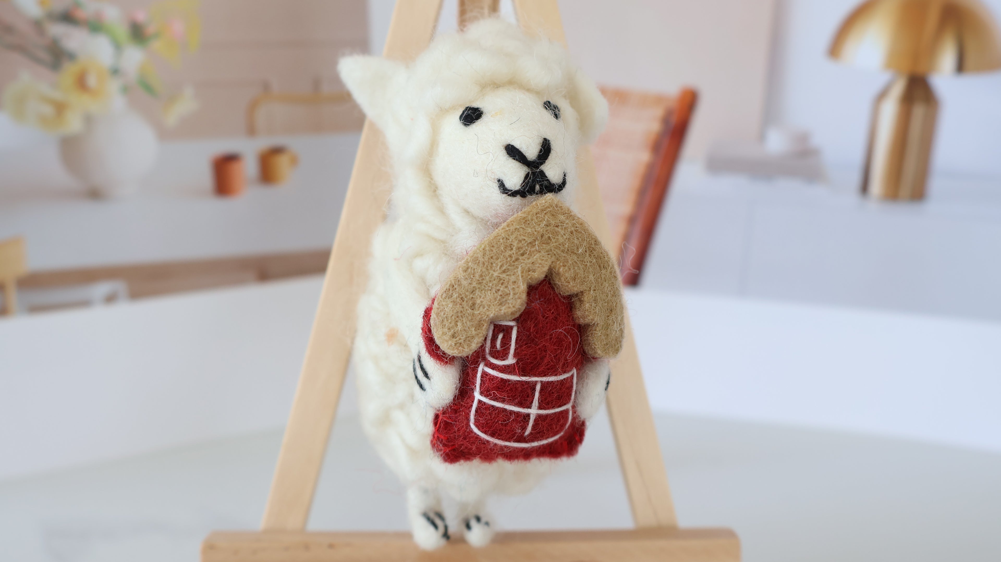 Wool Felt Sheep Ornament | Handmade Nepali Artisan Craft