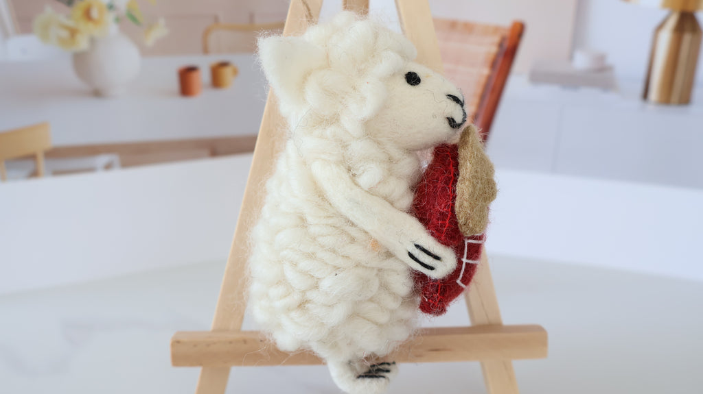 Wool Felt Sheep Ornament | Handmade Nepali Artisan Craft