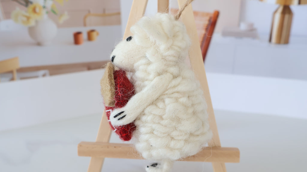 Wool Felt Sheep Ornament | Handmade Nepali Artisan Craft