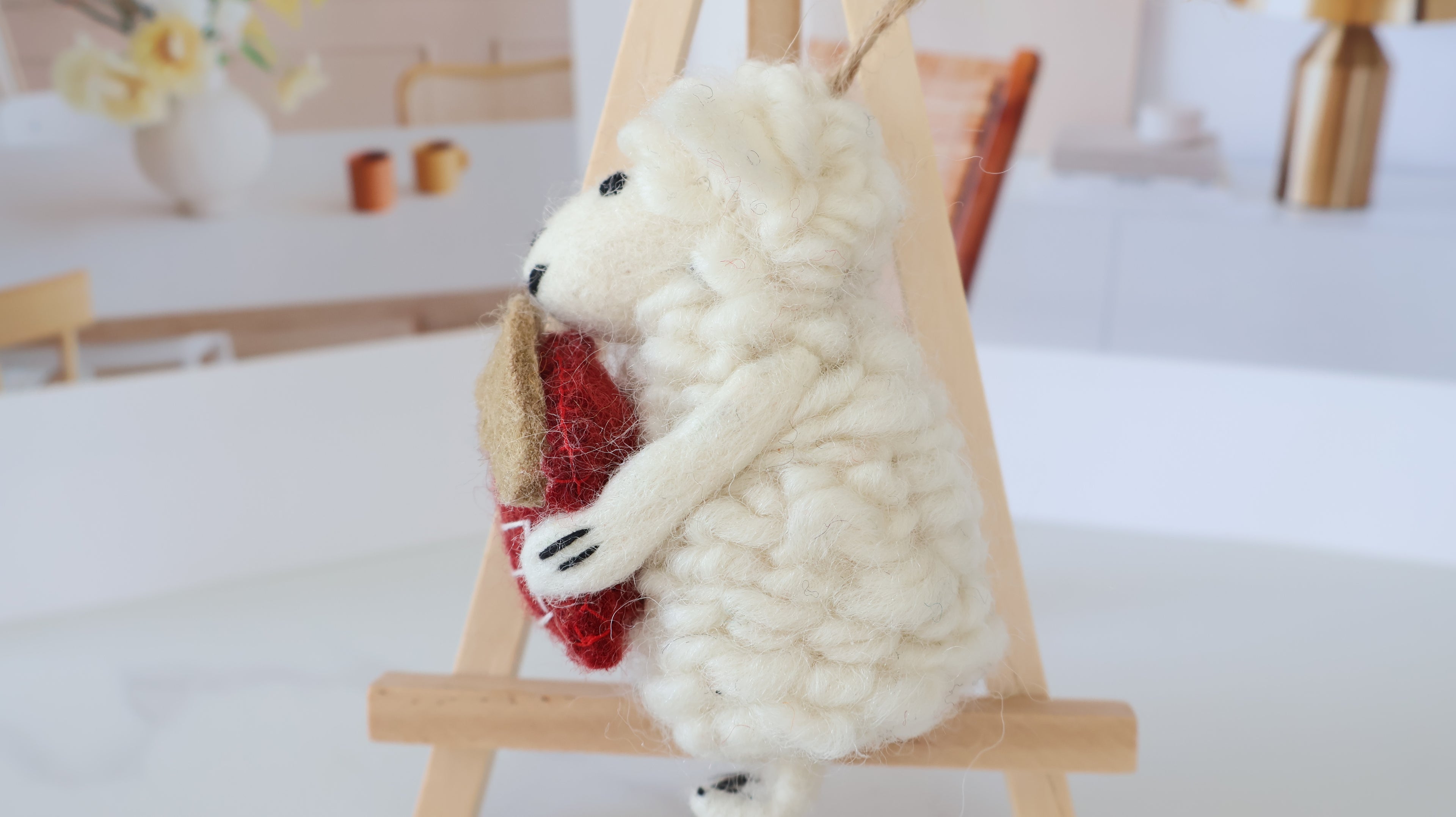 Wool Felt Sheep Ornament | Handmade Nepali Artisan Craft