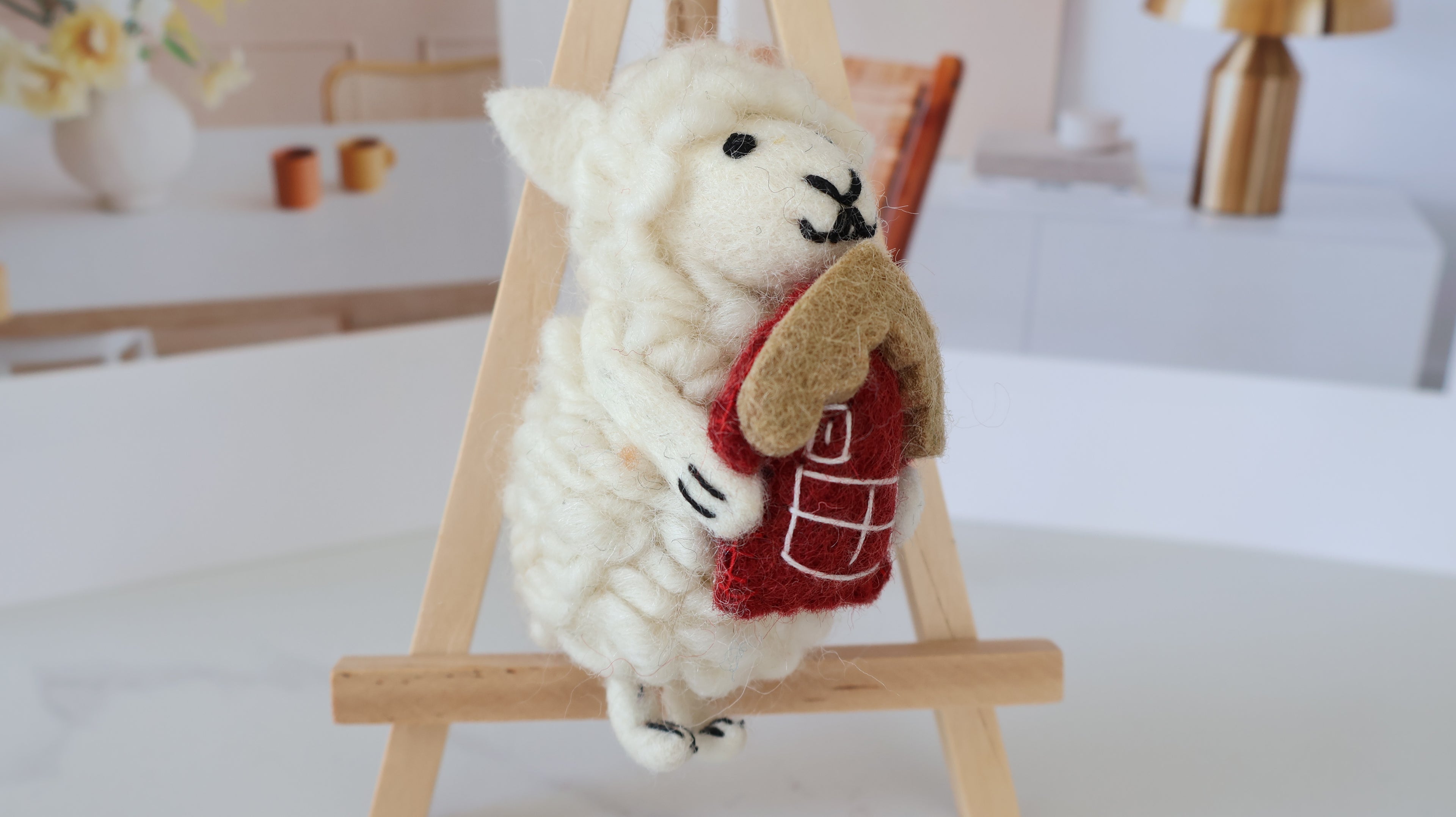 Wool Felt Sheep Ornament | Handmade Nepali Artisan Craft