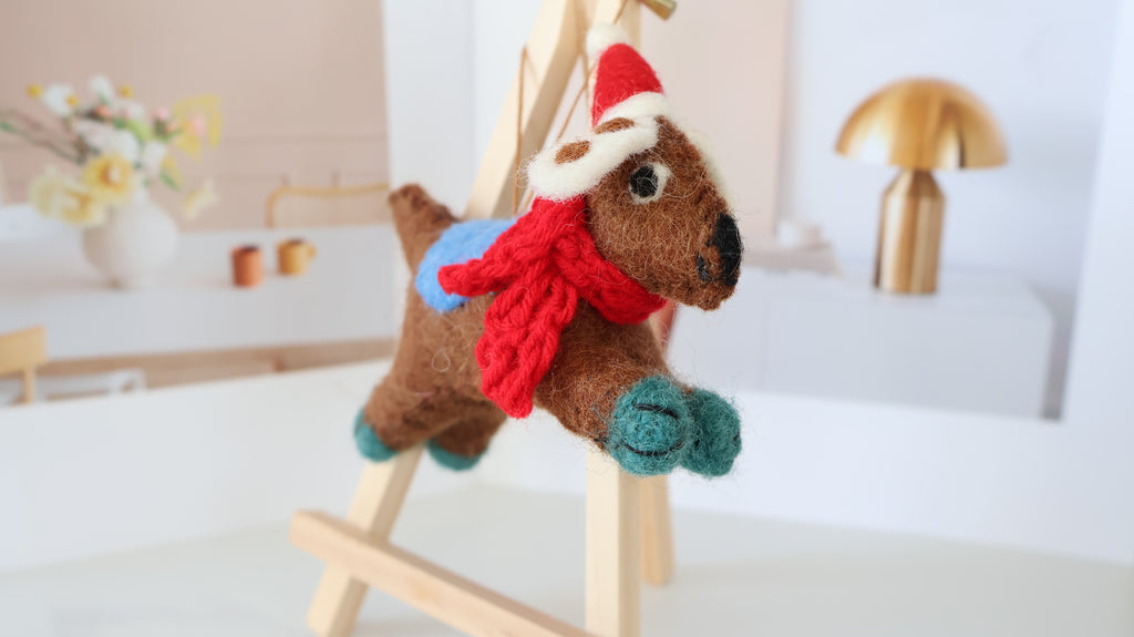 Wool Felt Dog Ornament | Handmade Nepali Artisan Craft