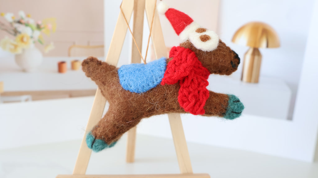 Wool Felt Dog Ornament | Handmade Nepali Artisan Craft