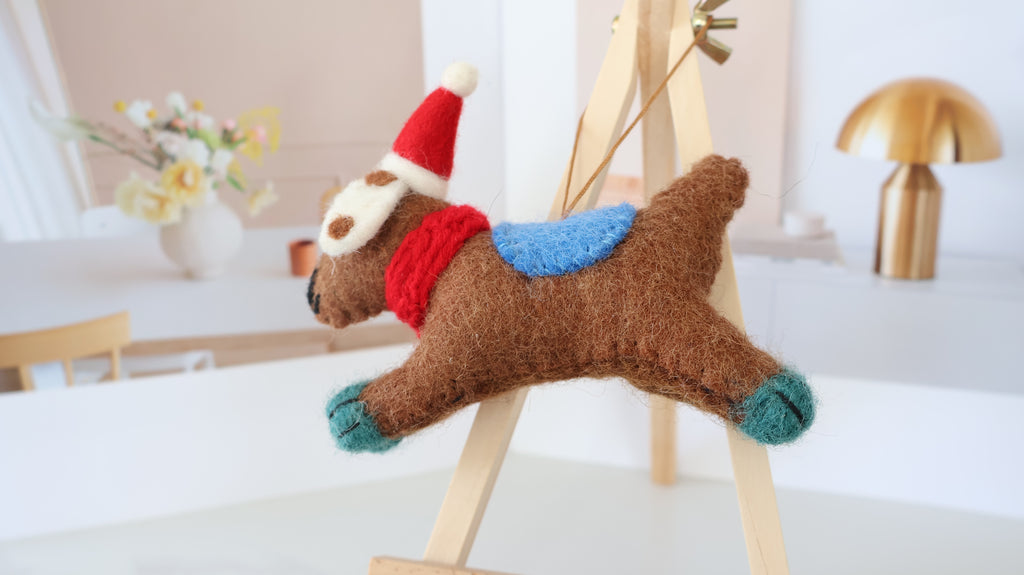 Wool Felt Dog Ornament | Handmade Nepali Artisan Craft