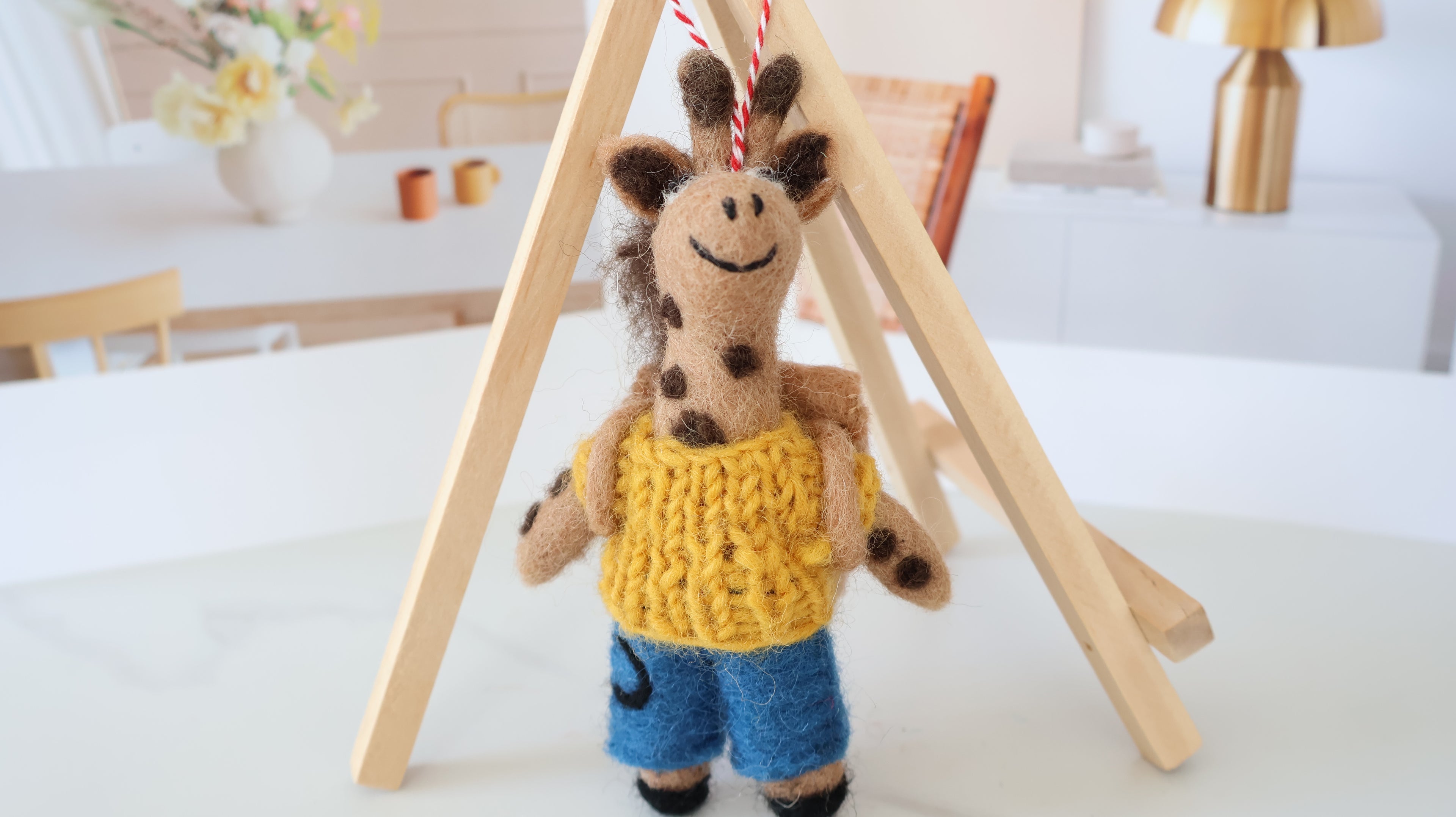 Wool Felt Giraffe Ornament | Handmade Nepali Artisan Craft