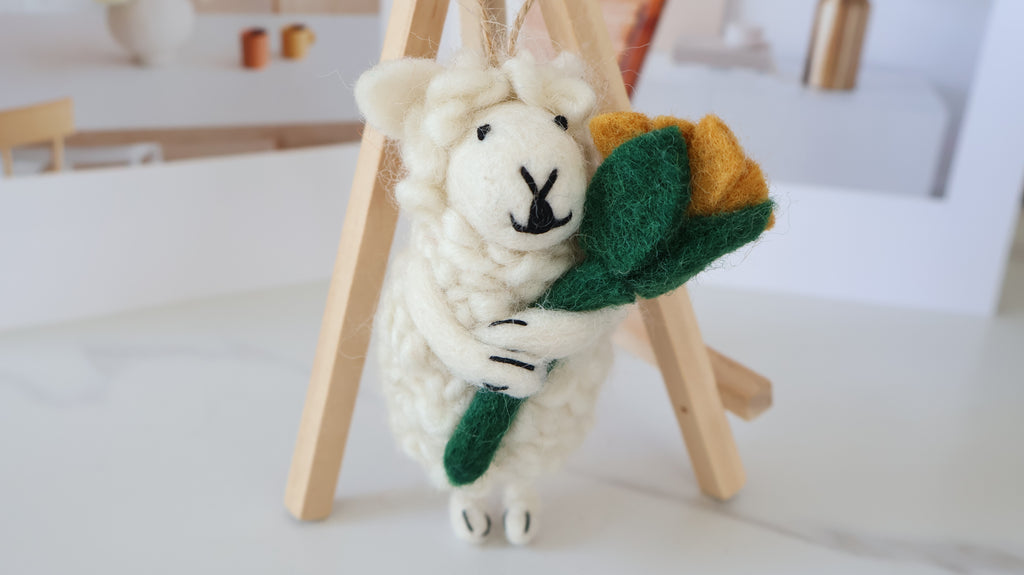 Wool Felt Goat Ornament | Handmade Nepali Artisan Craft