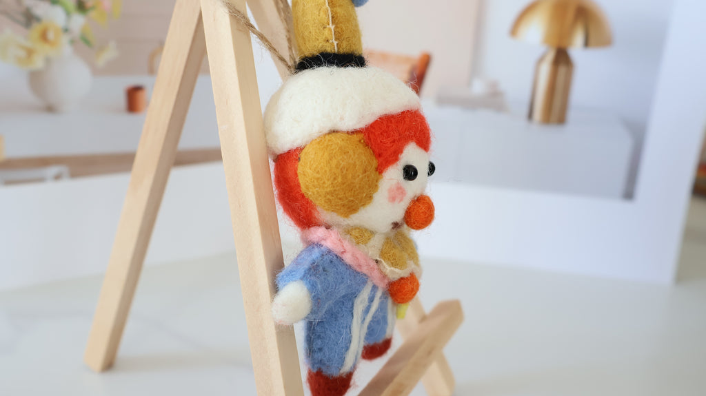 Wool Felt Clown Ornament | Handmade Nepali Artisan Craft
