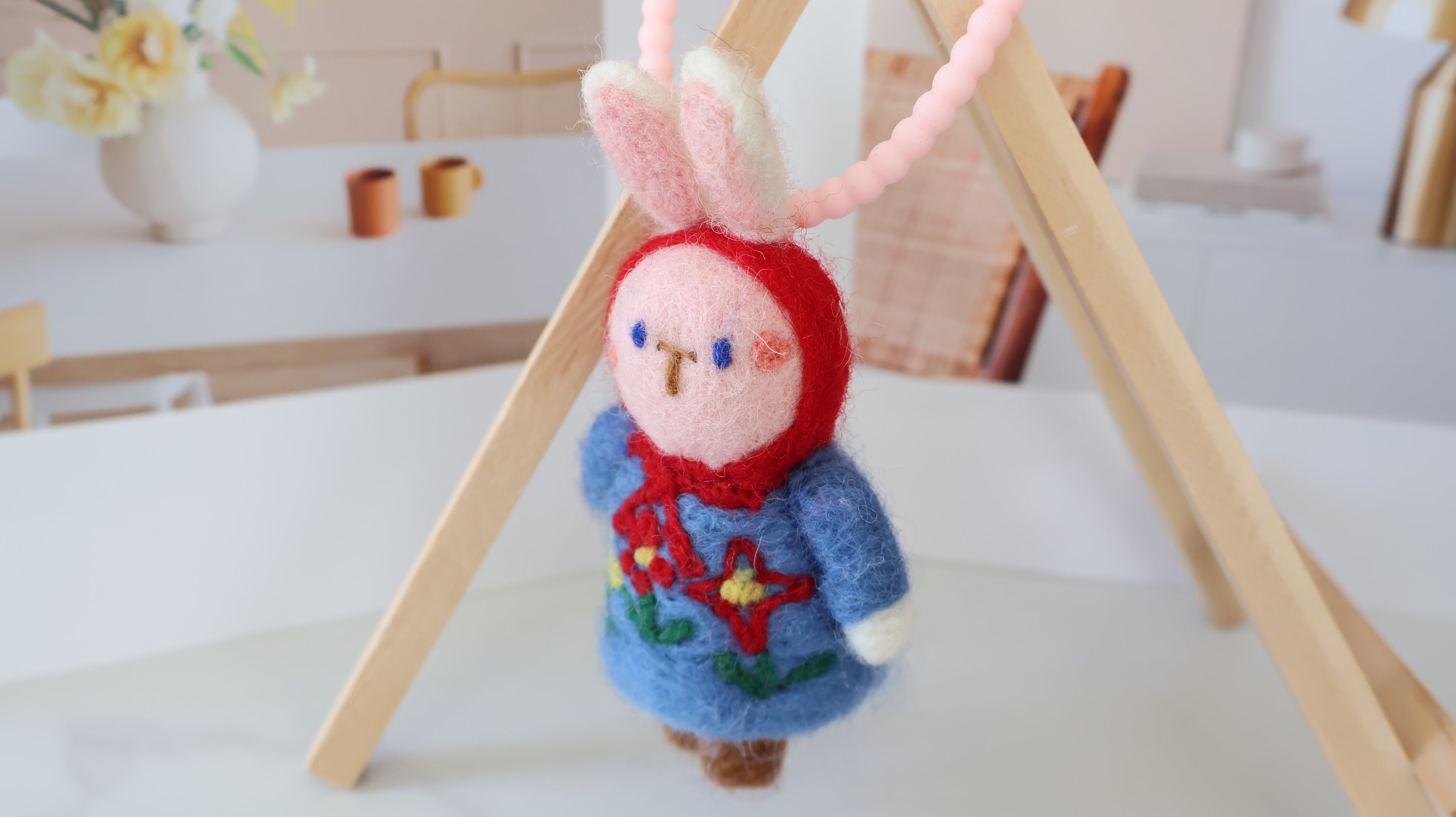 Wool Felt Bunny Ornament | Handmade Nepali Artisan Craft