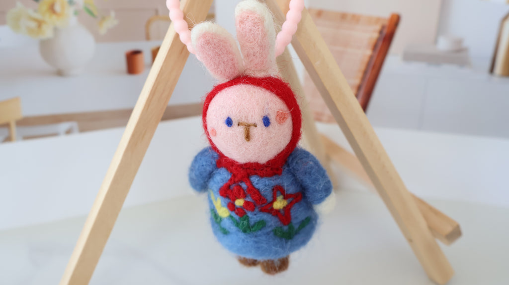 Wool Felt Bunny Ornament | Handmade Nepali Artisan Craft