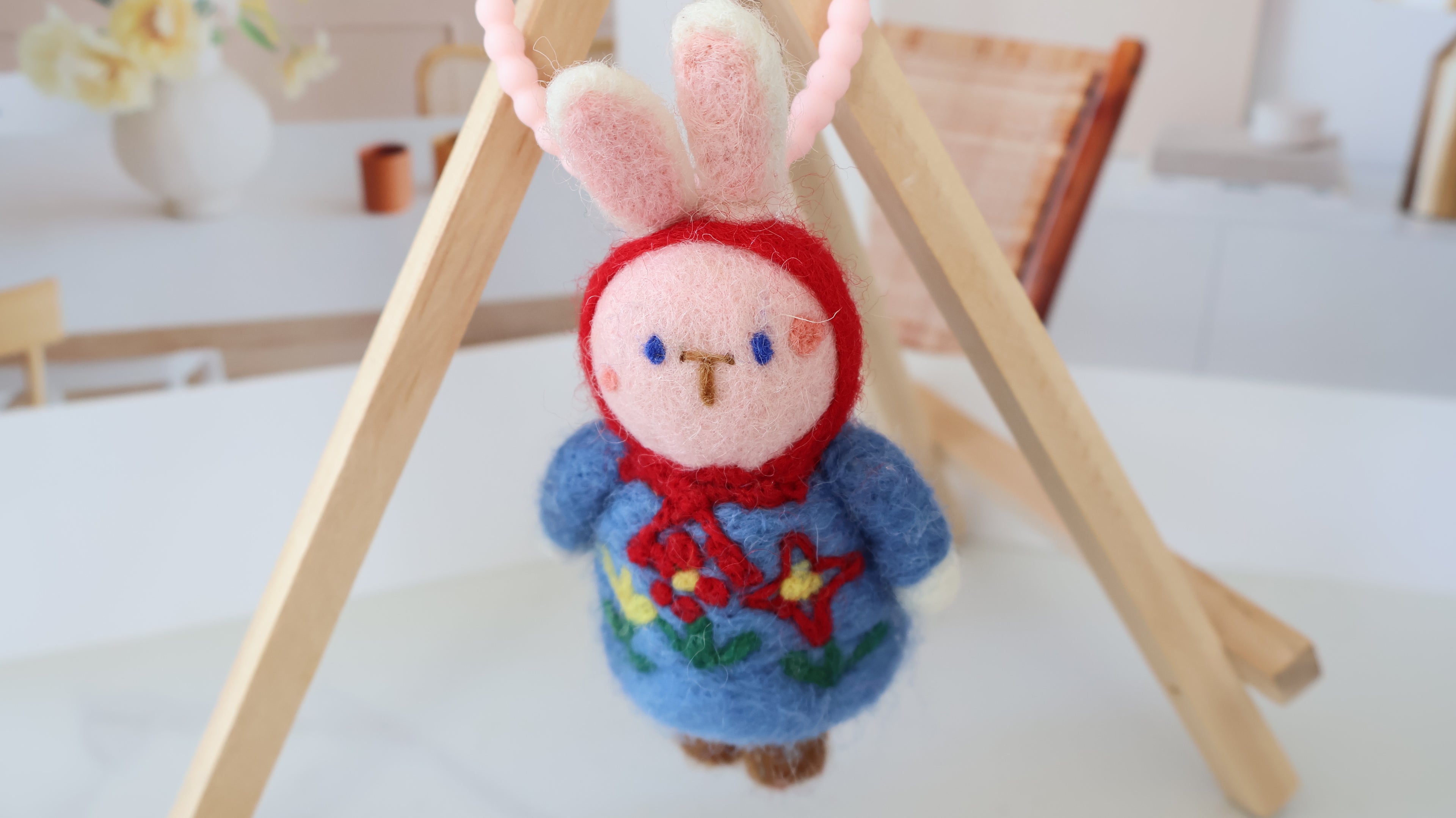 Wool Felt Bunny Ornament | Handmade Nepali Artisan Craft