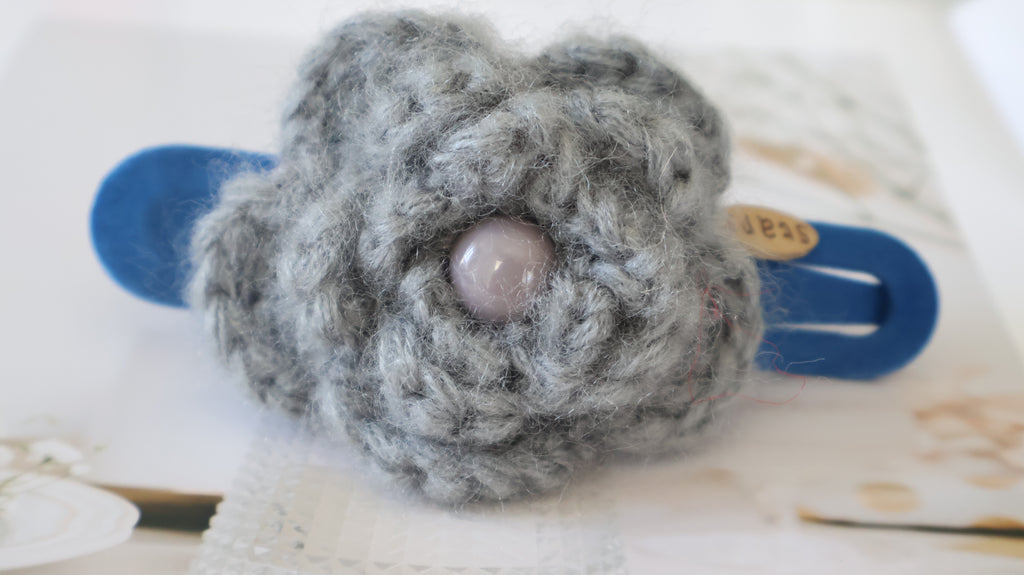 Handmade Knitted Flower Hair Clip