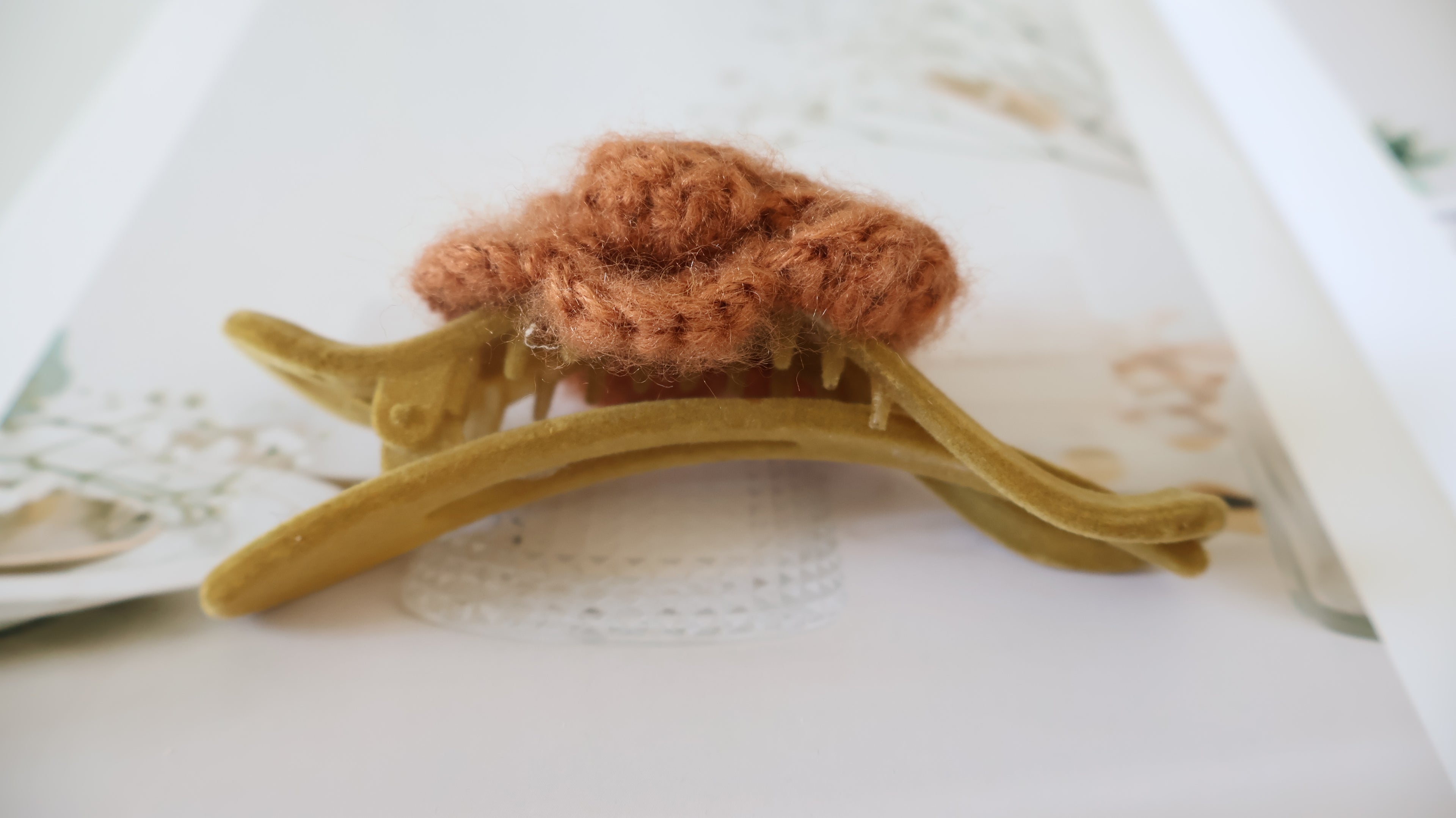 Handmade Knitted Flower Hair Clip