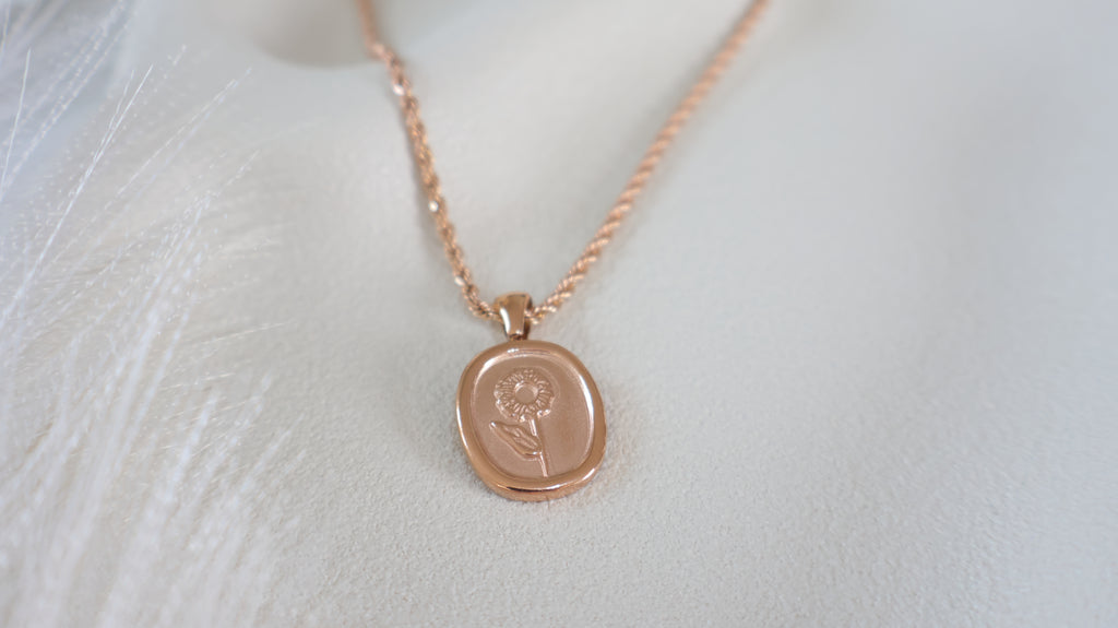 Rose Gold Plated Stainless Steel Necklace - Flower