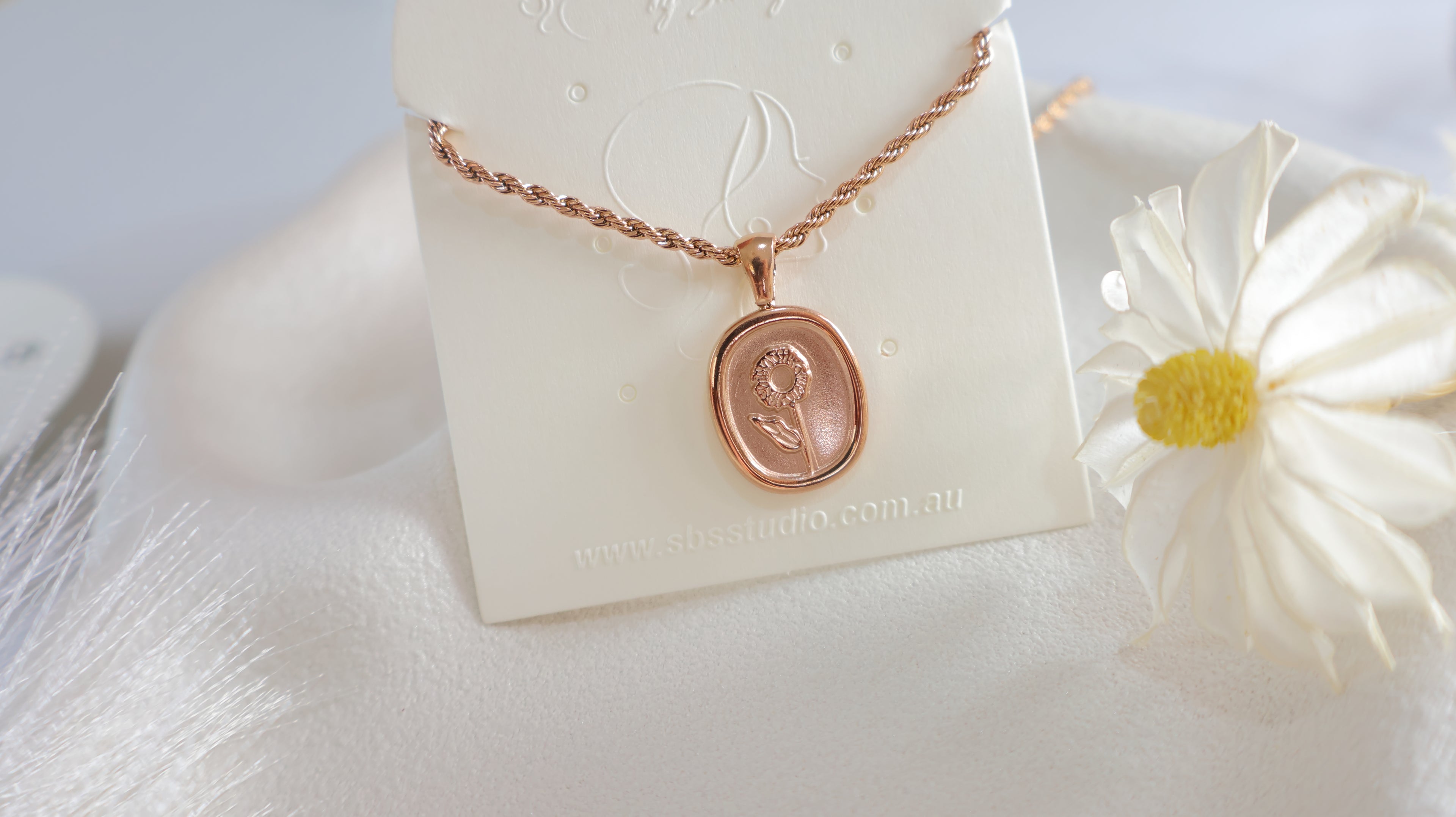 Rose Gold Plated Stainless Steel Necklace - Flower