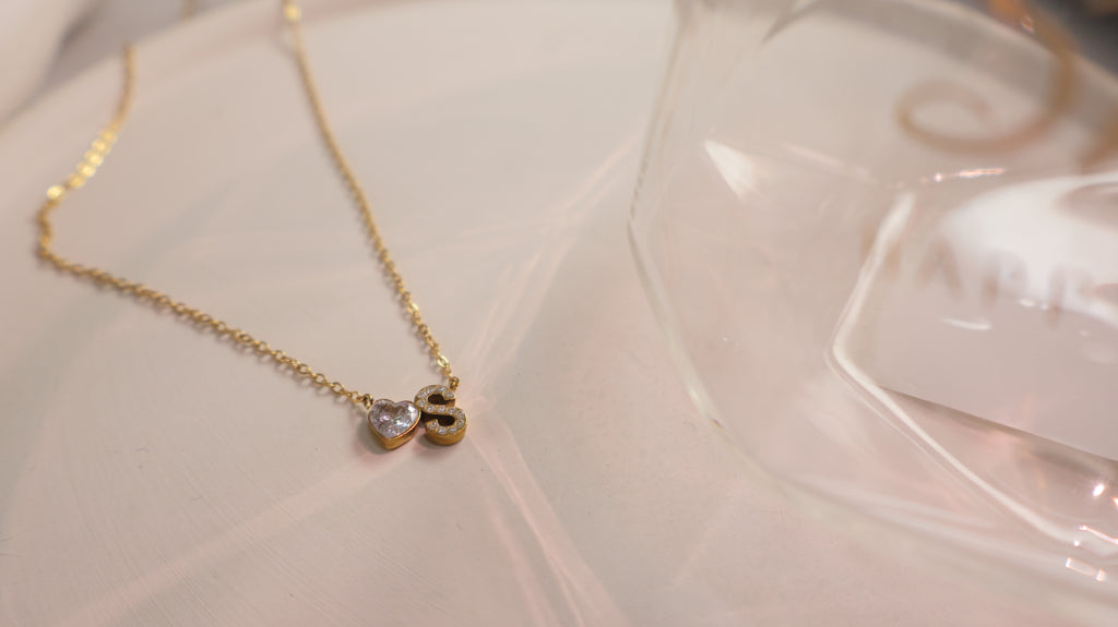 18K Gold Plated Stainless Steel Necklace -Letter S