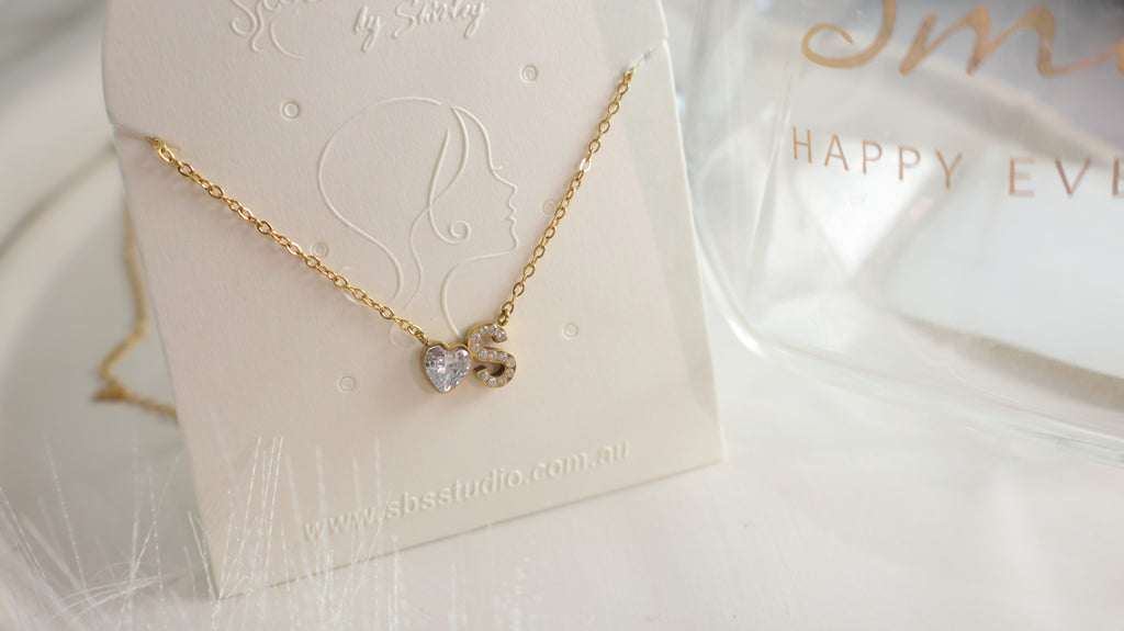 18K Gold Plated Stainless Steel Necklace -Letter S