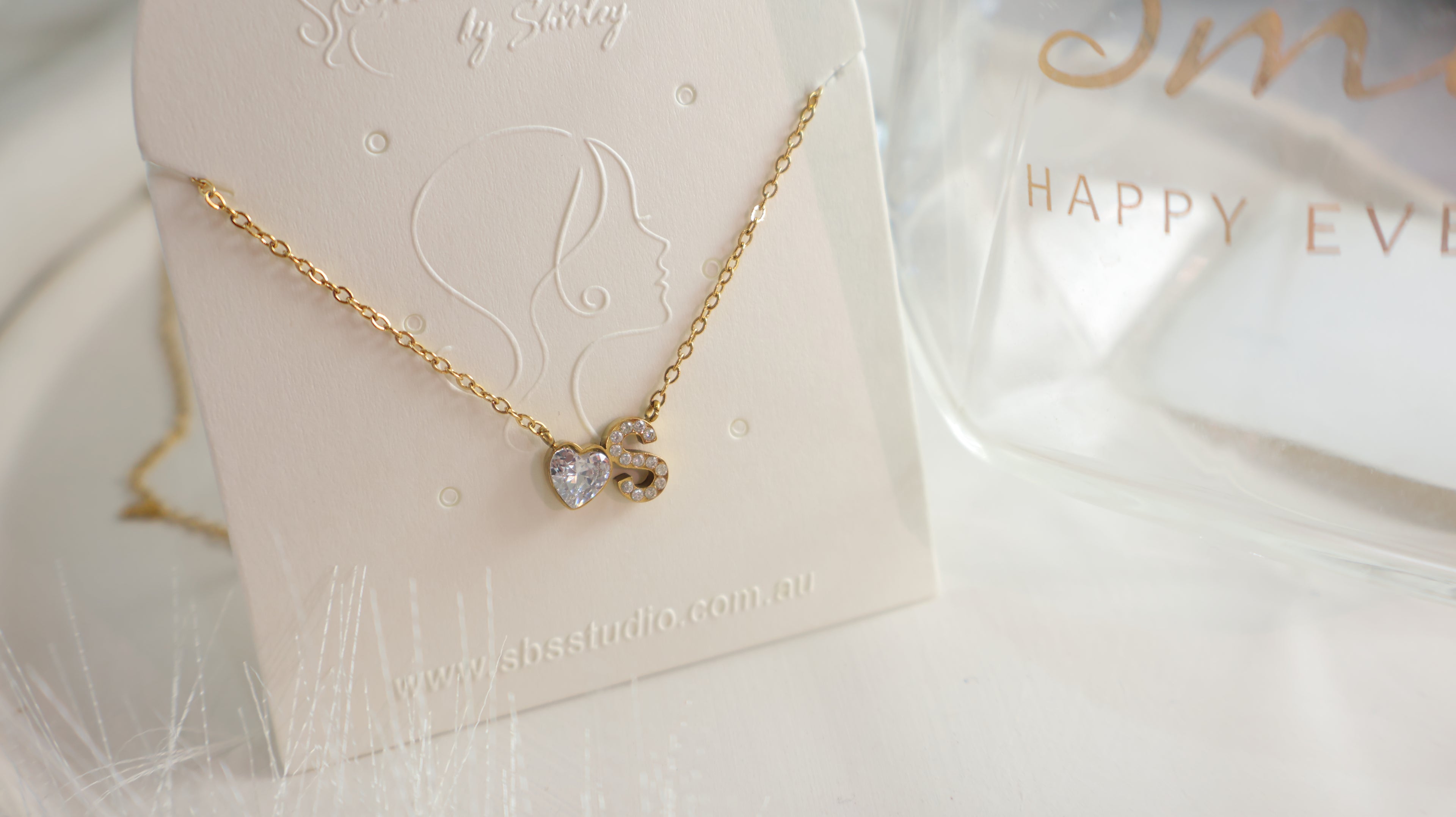 18K Gold Plated Stainless Steel Necklace -Letter S