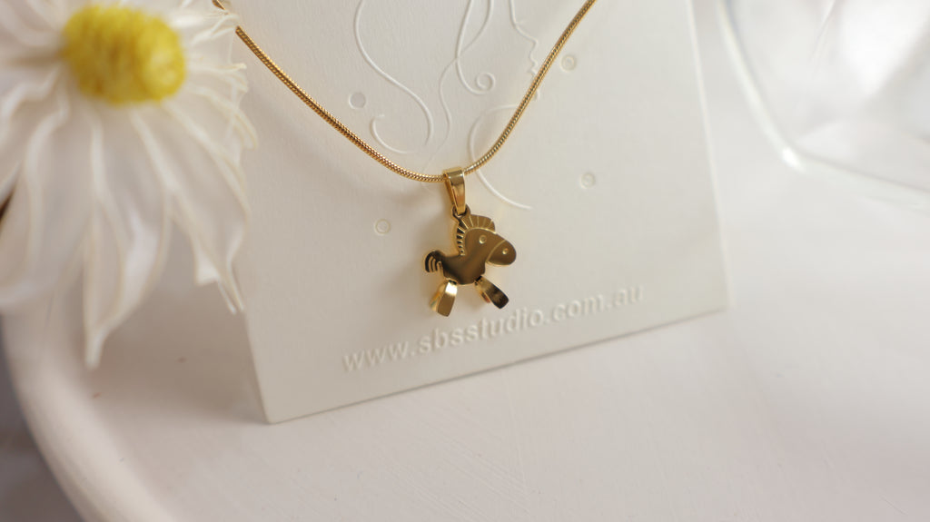 18K Gold Plated Stainless Steel Necklace - Horse