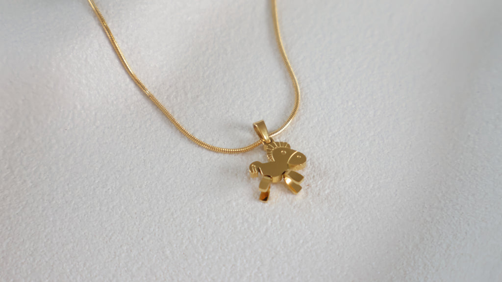 18K Gold Plated Stainless Steel Necklace - Horse