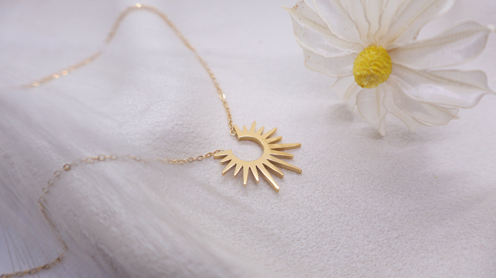 18K Gold Plated Stainless Steel Necklace -Sun