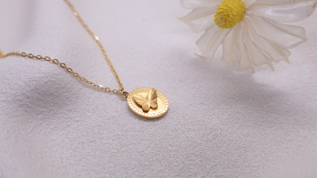 18K Gold Plated Stainless Steel Necklace -Butterfly